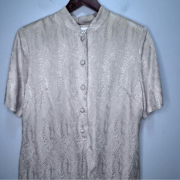 Vintage Jessica Open High Split Shirt Maxi Dress Snakeskin Print Size 10 Mobwife - Picture 7 of 13